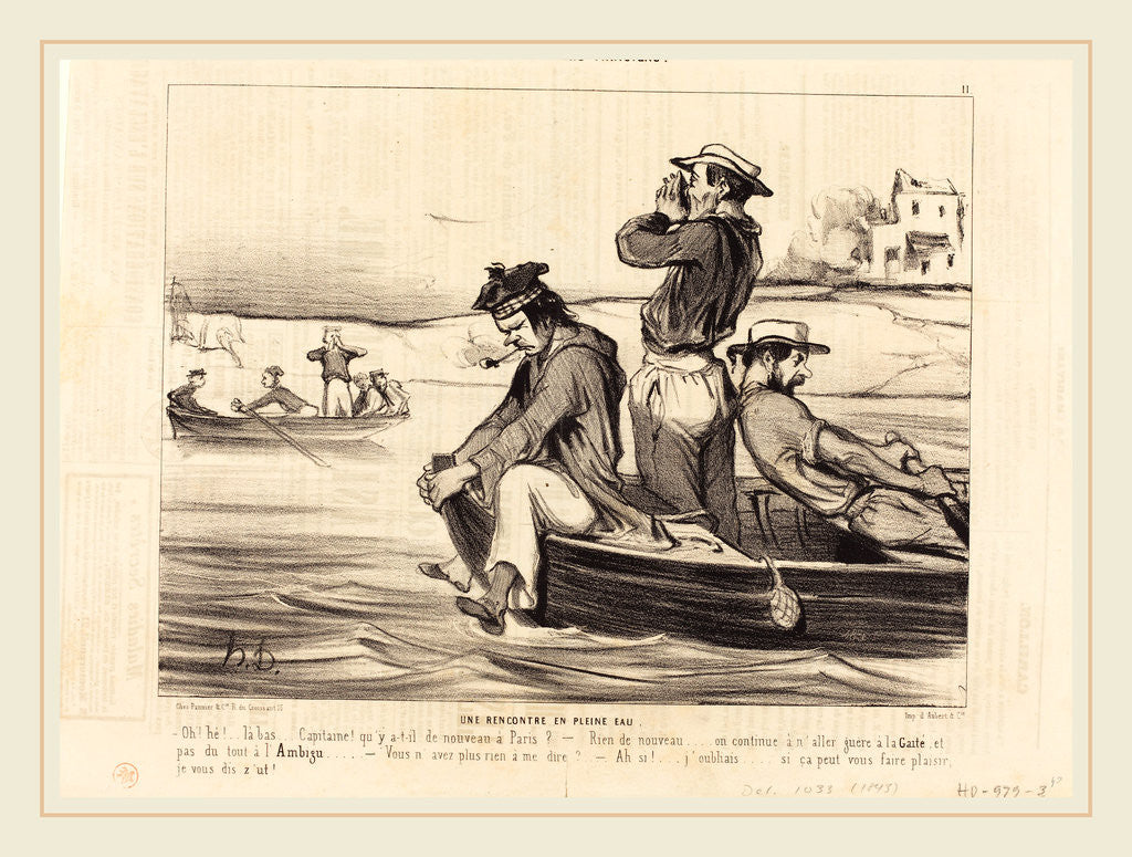 Detail of Une Rencontre en pleine eau, 1843 by Honoré Daumier