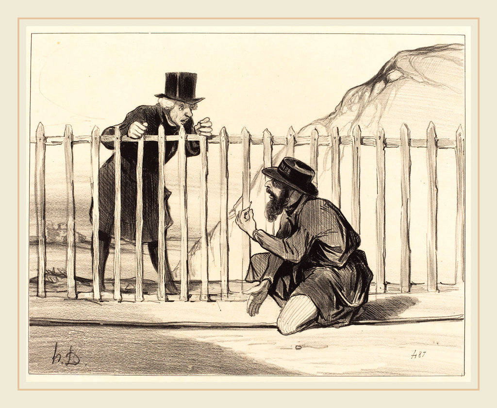 Detail of Ah! ben le convoi peut se flatter de l'échapper, 1843 by Honoré Daumier