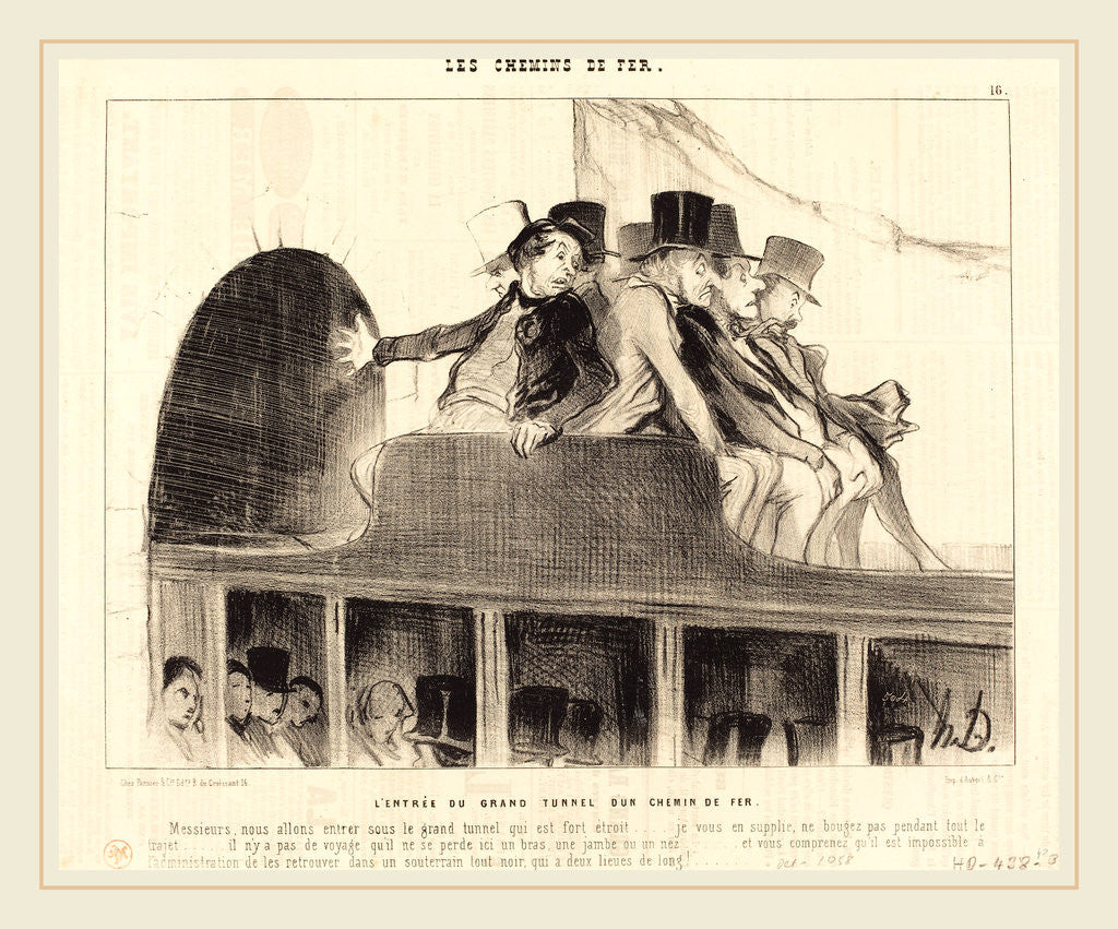 Detail of L'Entrée du Grand tunnel d'un chemin de fer, 1843 by Honoré Daumier