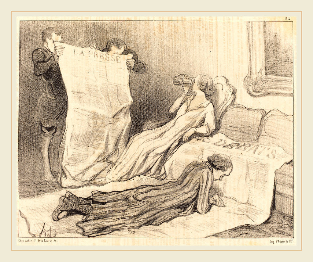 Detail of Abonnés recevant leur journal, 1845 by Honoré Daumier