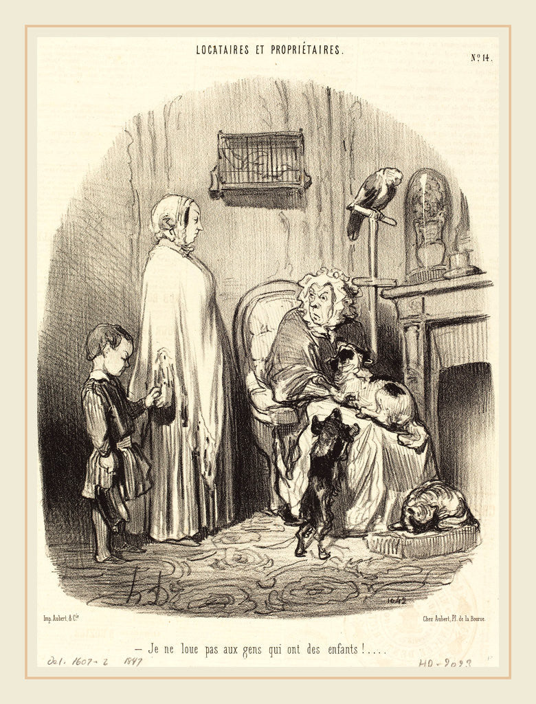 Detail of Je ne loue pas aux gens qui ont des enfants!, 1847 by Honoré Daumier