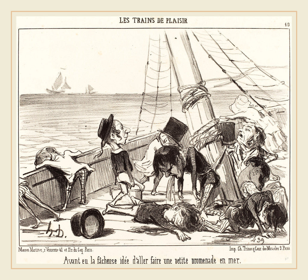 Detail of Ayant eu la facheuse idée d'aller en mer, 1852 by Honoré Daumier