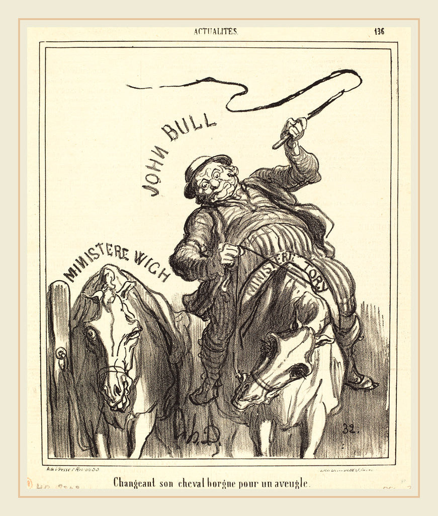 Detail of Changeant son cheval borgne pour un aveugle, 1866 by Honoré Daumier