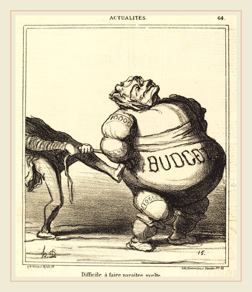 Detail of Difficile à faire paraitre svelte, 1869 by Honoré Daumier