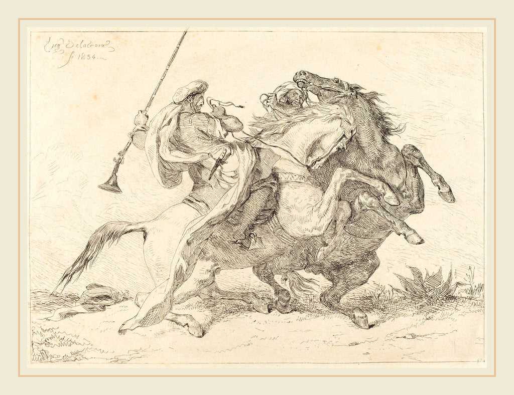 Detail of Encounter of the Moorish Horsemen (Rencontre de Cavaliers Maures), 1834 by Eugène Delacroix
