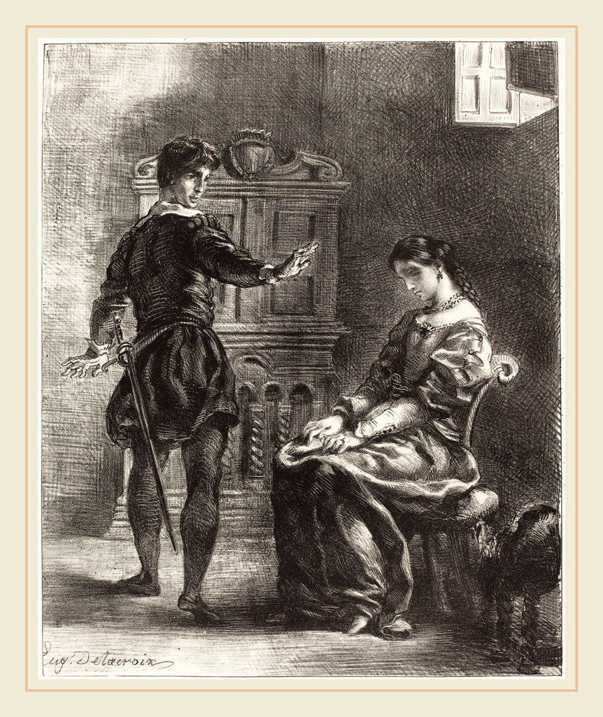Detail of Hamlet and Ophelia (Act III, Scene I), 1834-1843 by Eugène Delacroix