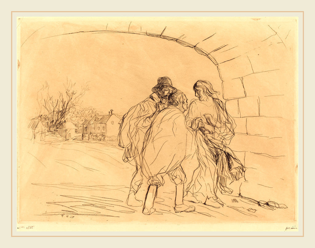 Detail of The Meeting under the Arch (first plate) by Jean-Louis Forain