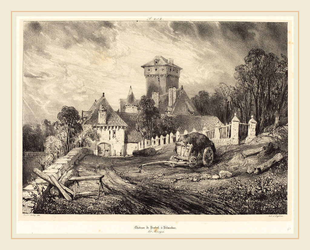 Detail of Château de Pesteil à Polminhac, 1832 by Eugène Isabey