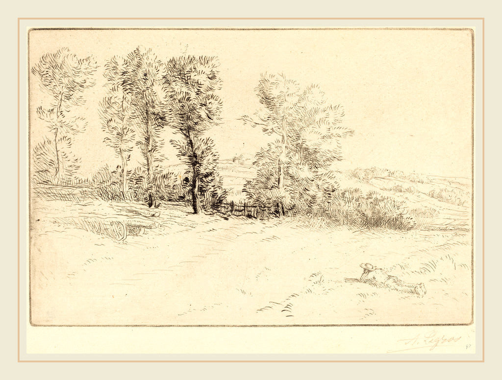 Detail of Meadow in Sunshine by Alphonse Legros