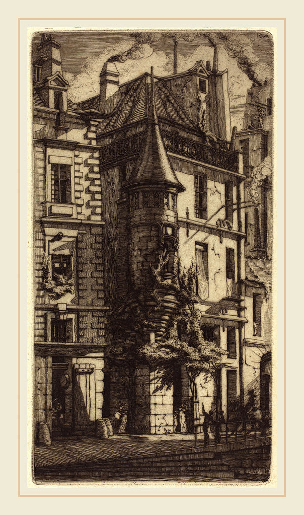 Detail of Tourelle de la Rue de la Tixéranderie, Paris, 1852 by Charles Meryon