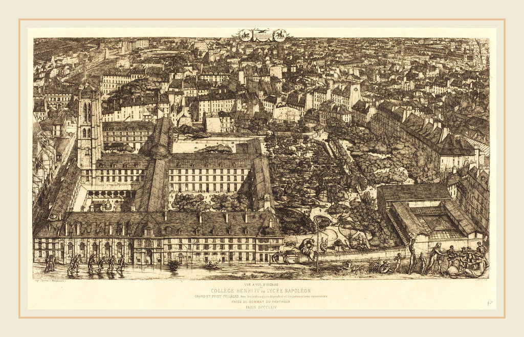 Detail of Collège Henri IV, Paris, ou Lycée Napoléon by Charles Meryon