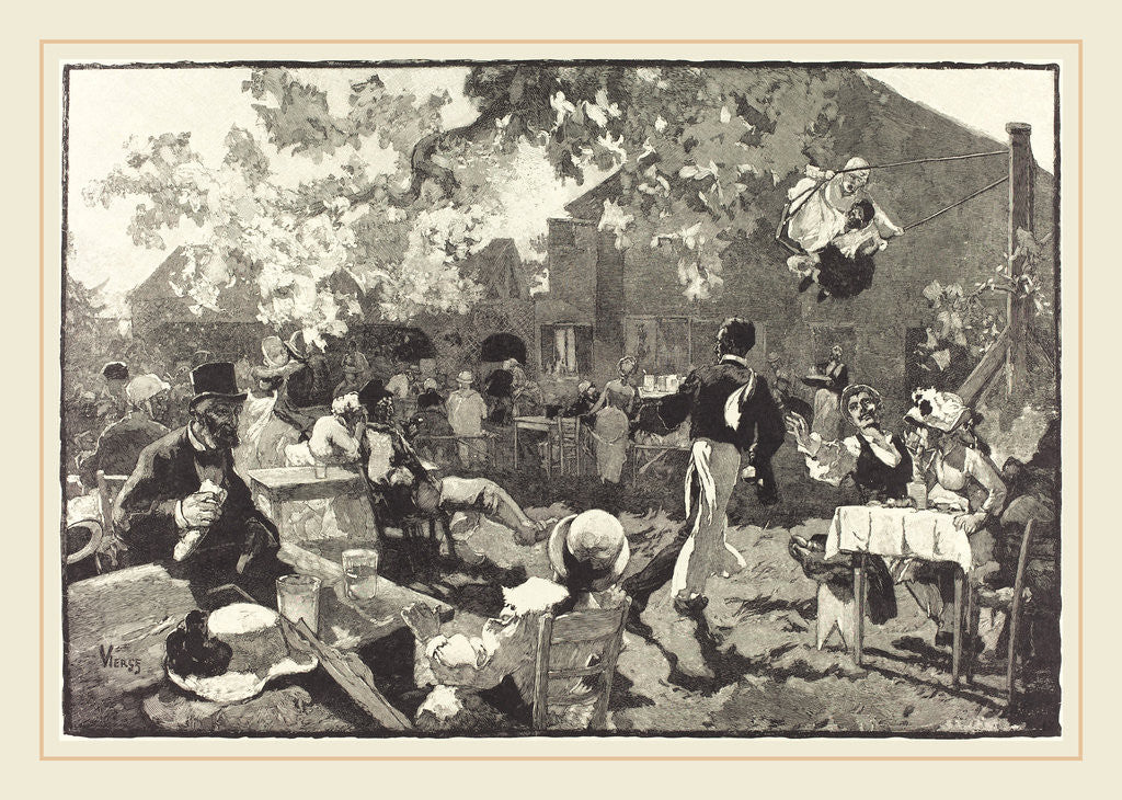 Detail of Le Cabaret du Coq de Bruyère au Bois de Meudon, 1888 by Auguste Lepère