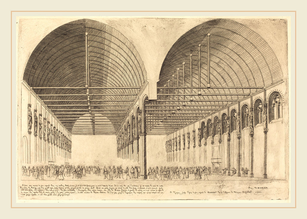 Detail of La salle des pas-perdus à l'ancien Palais-de-Justice, Paris, 1855 by Charles Meryon
