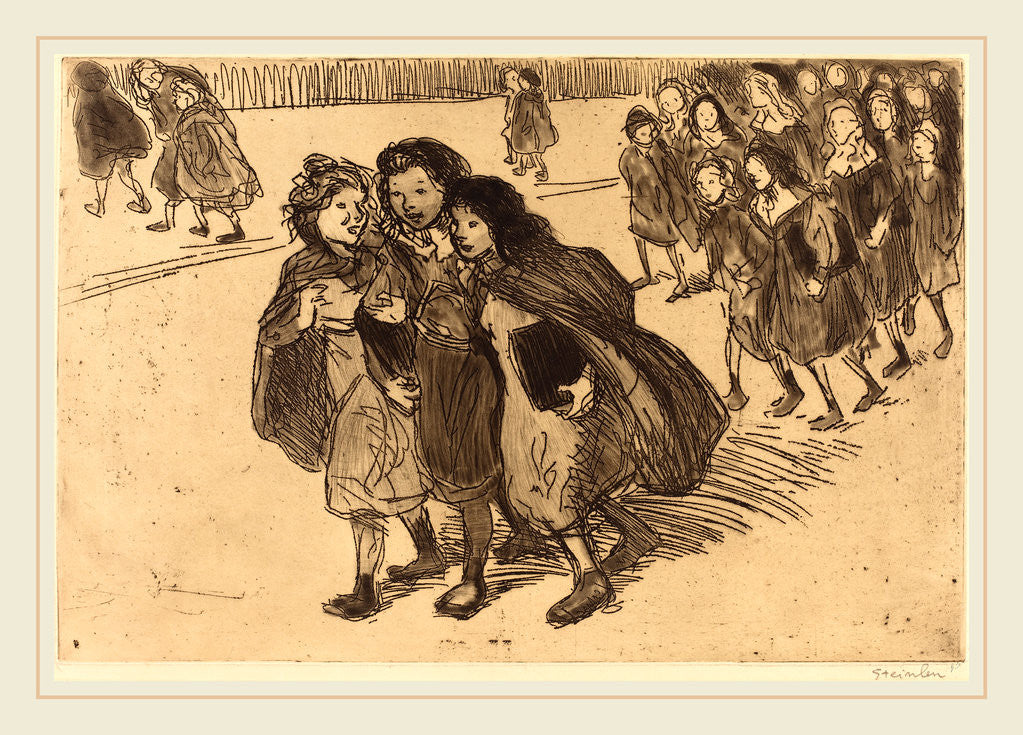 Detail of Girls Coming from School by Théophile Alexandre Steinlen