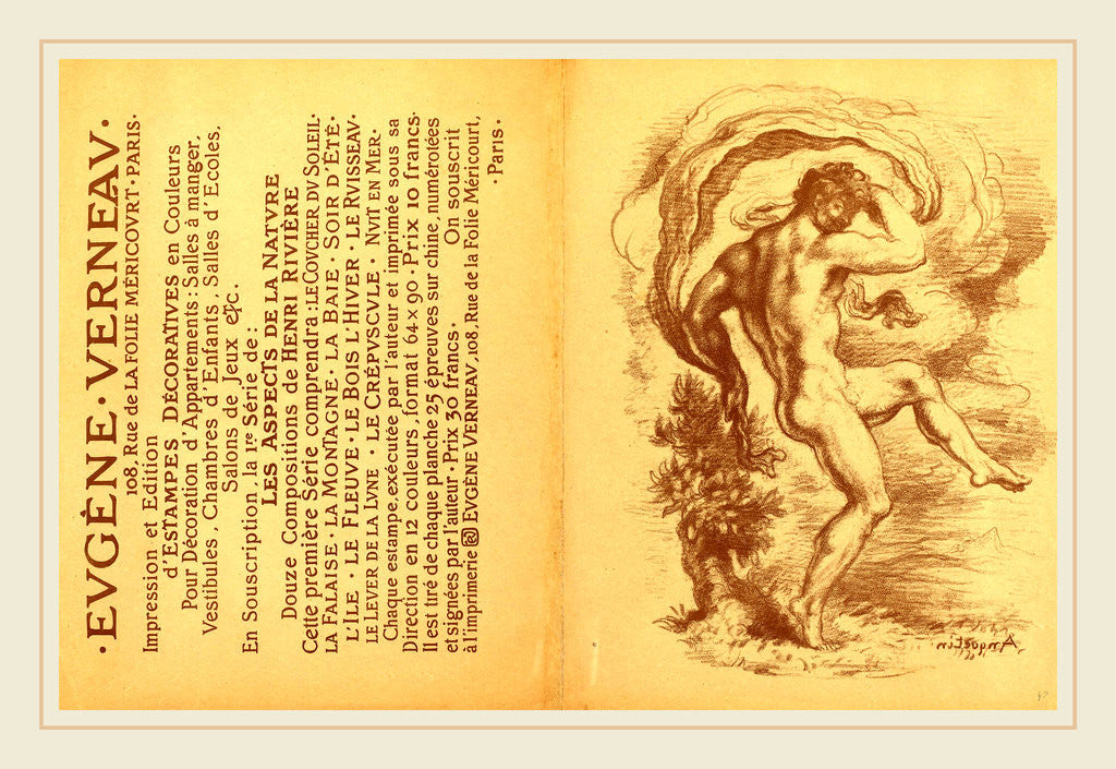 Detail of Dancing Nude and Advertisement for Eugène Verneau's Estampes décoratives verso, 1897 by Louis Anquetin