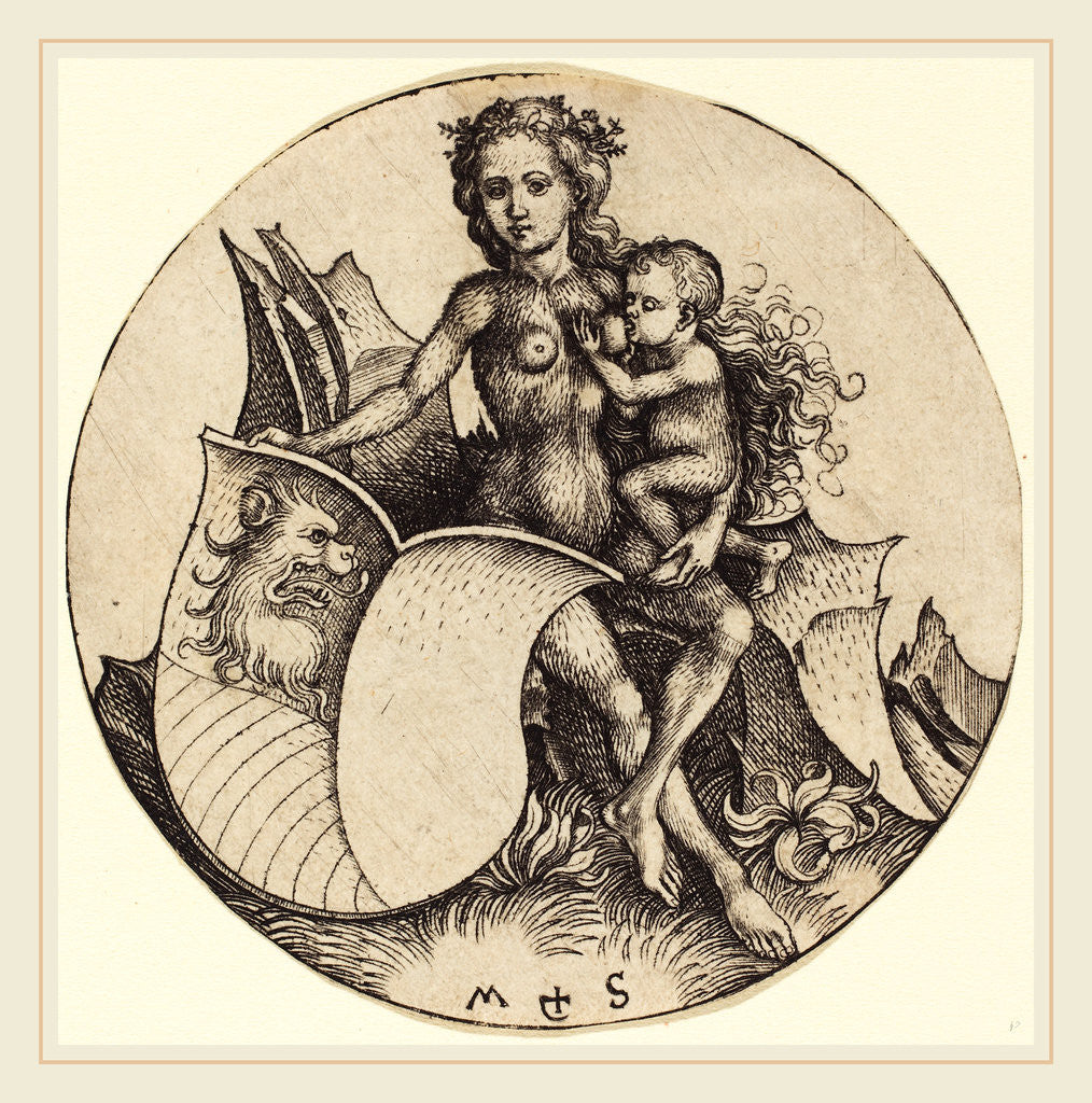 Detail of Shield with Lion's Head, Held by Wild Woman by Martin Schongauer