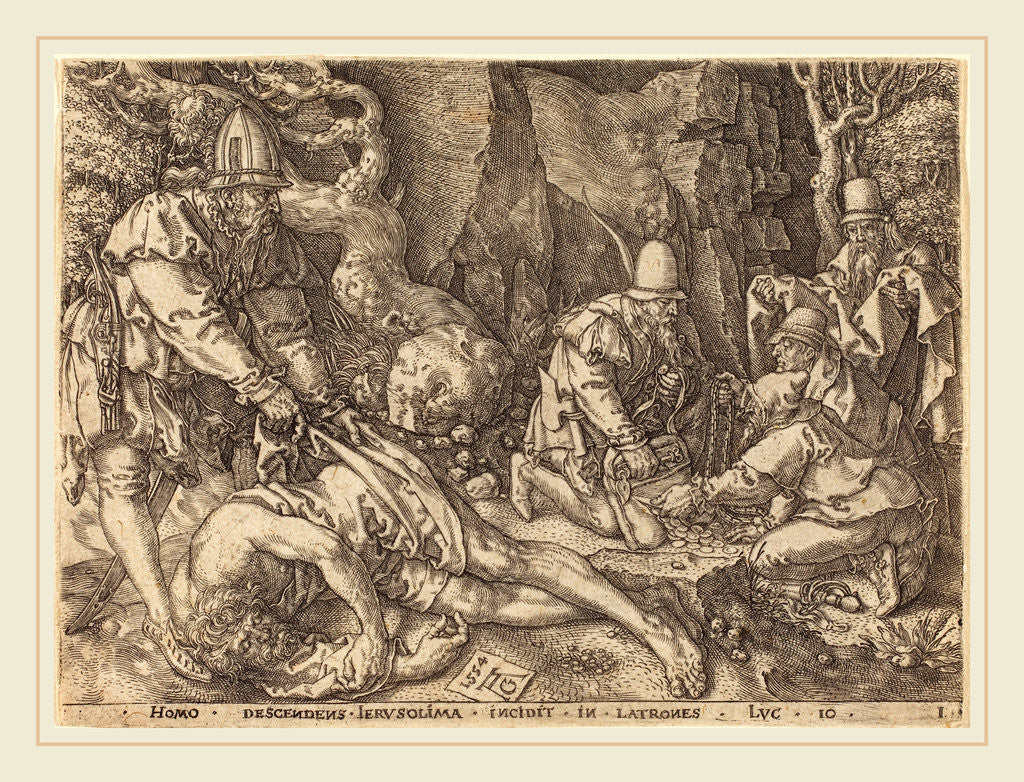 Detail of Traveler among Thieves, 1554 by Heinrich Aldegrever
