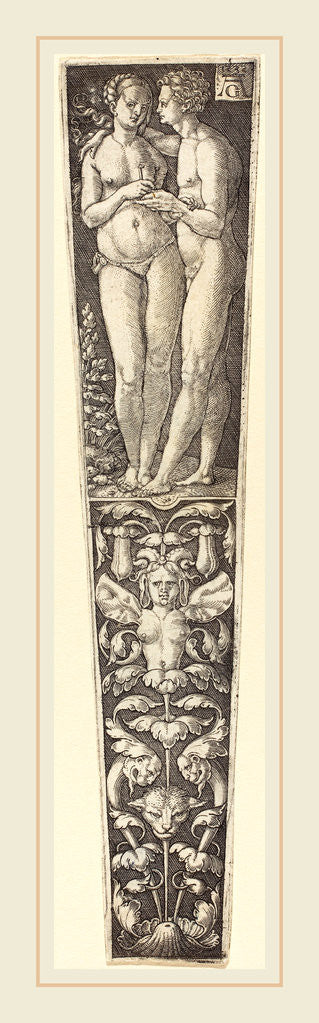 Detail of Ornament with Naked Couple, 1532, by Heinrich Aldegrever