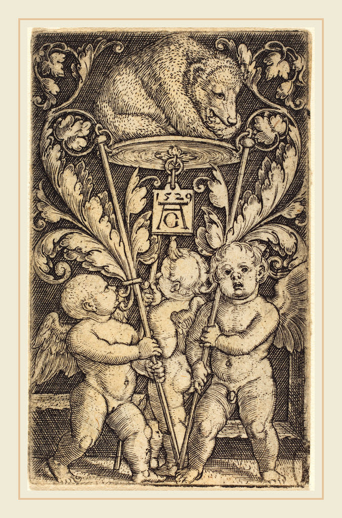 Detail of Three Cupids and a Bear, 1529, by Heinrich Aldegrever
