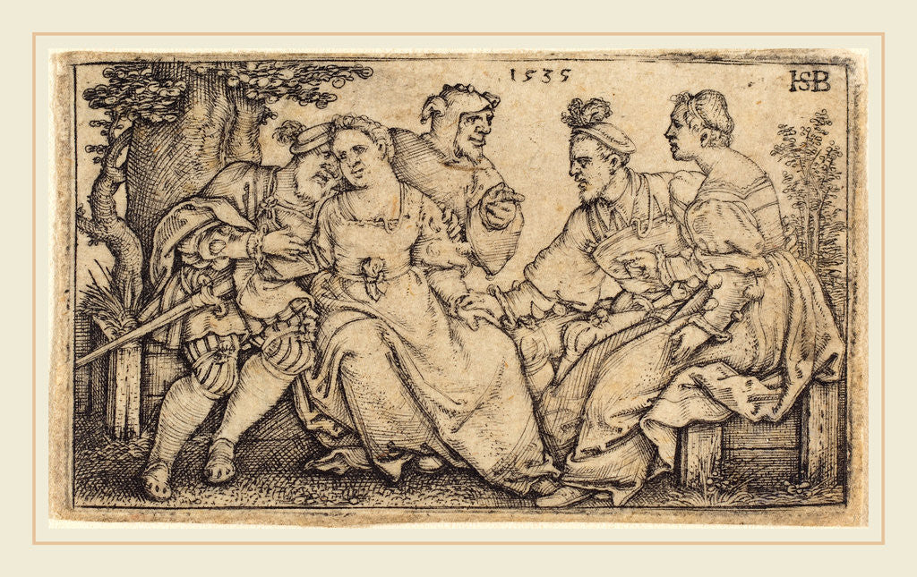 Detail of Two Loving Pairs with Clown, 1535 by Sebald Beham