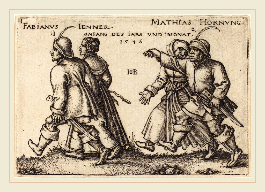 Detail of January and February, 1546 by Sebald Beham