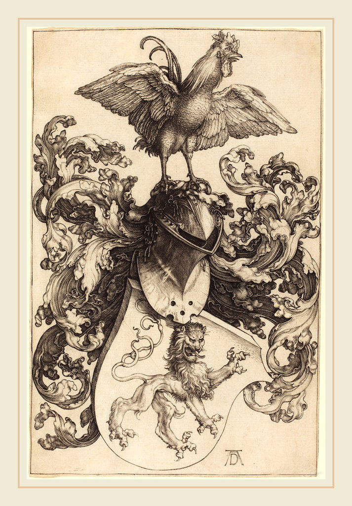 Detail of Coat of Arms with a Lion and a Cock by Albrecht Dürer