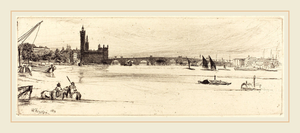 Detail of Old Westminster Bridge, 1859 by James McNeill Whistler