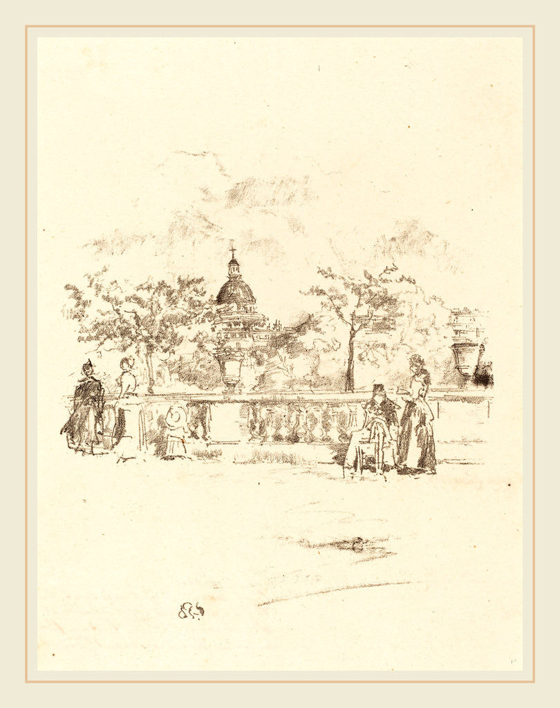 Detail of The Pantheon, from Terrace of Luxembourg Gardens, 1893 by James McNeill Whistler