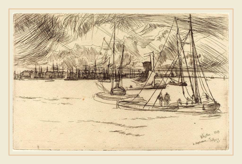 Detail of Amsterdam from the Tolhuis, 1863 by James McNeill Whistler