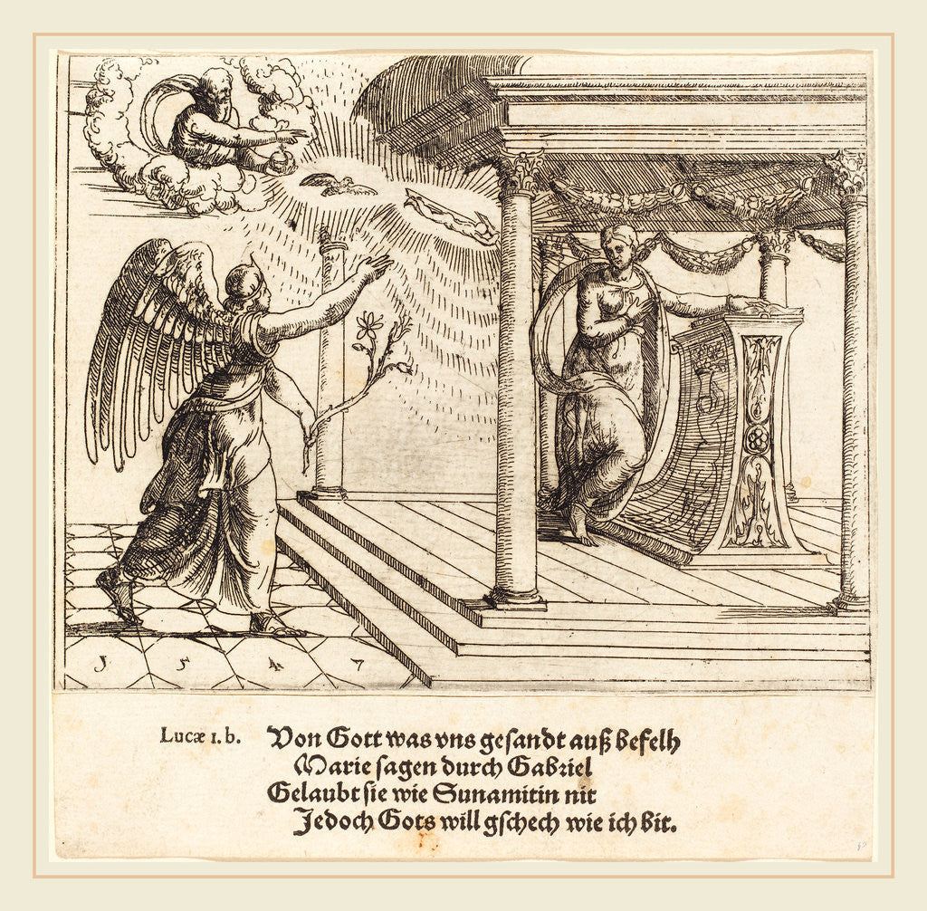 Detail of The Annunciation, 1547 by Augustin Hirschvogel