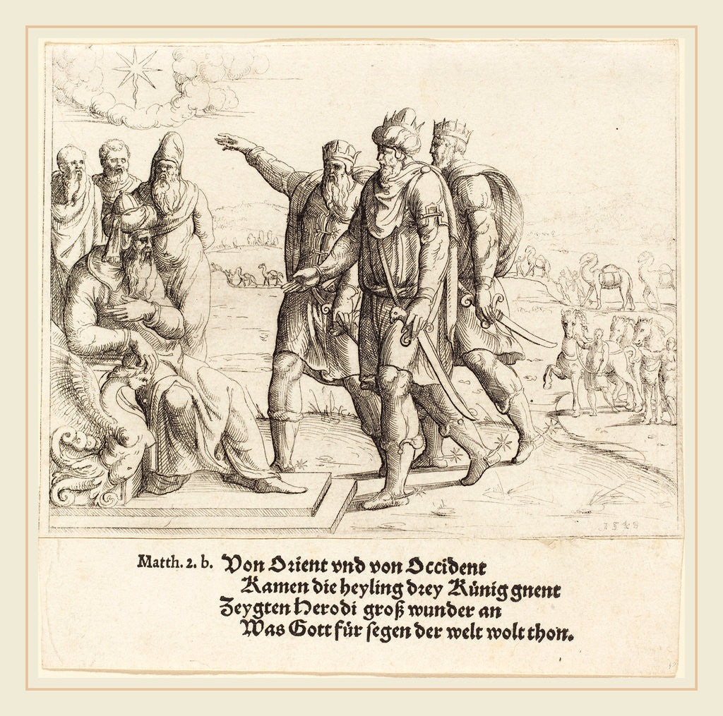 Detail of The Three Kings Tell Herod of Christ's Birth, 1549 by Augustin Hirschvogel