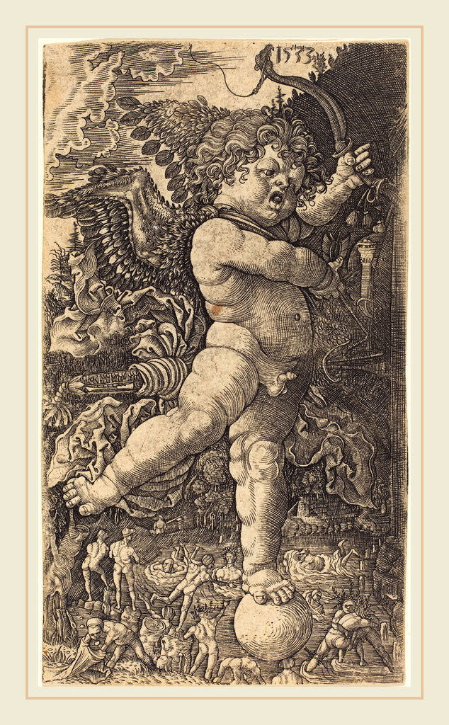 Detail of Cupid Balancing on a Globe, 1533 by Master H.L.