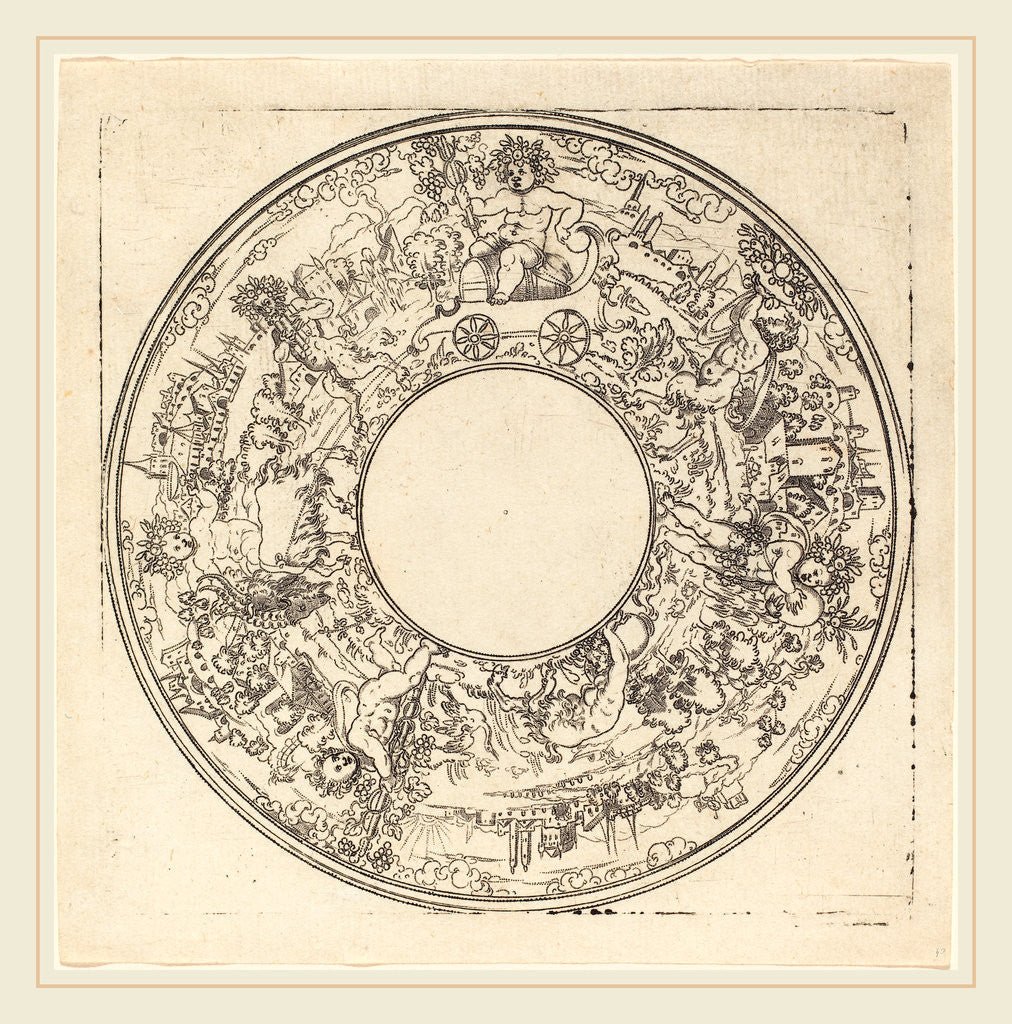 Detail of Bacchus in a Cart, punch engraving by Master IS.