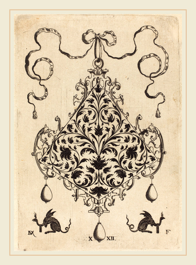 Detail of Large Pendant, Ornamental Foliage Design, 1596 by Daniel Mignot