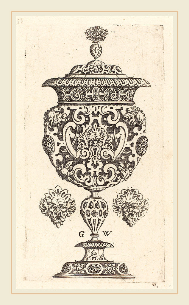 Detail of Goblet, rim decorated with masque with gaping mouth by Georg Wechter I