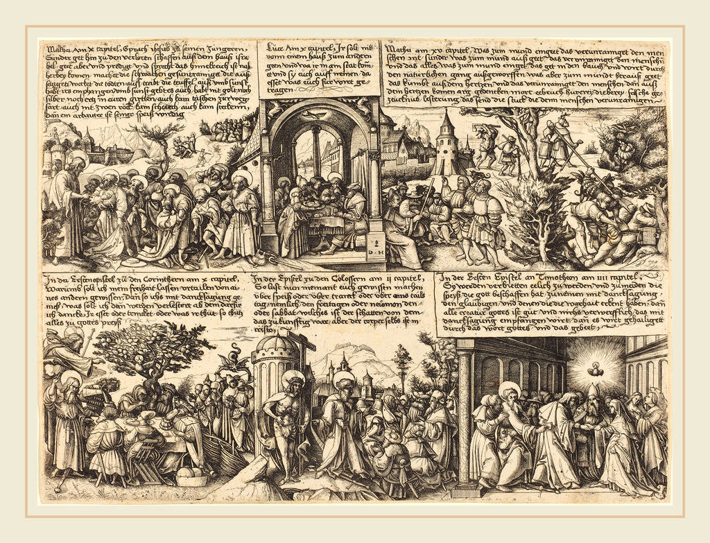 Detail of Jesus Christ Giving the Mission to the Apostles and Other New Testament Scenes by Daniel Hopfer I