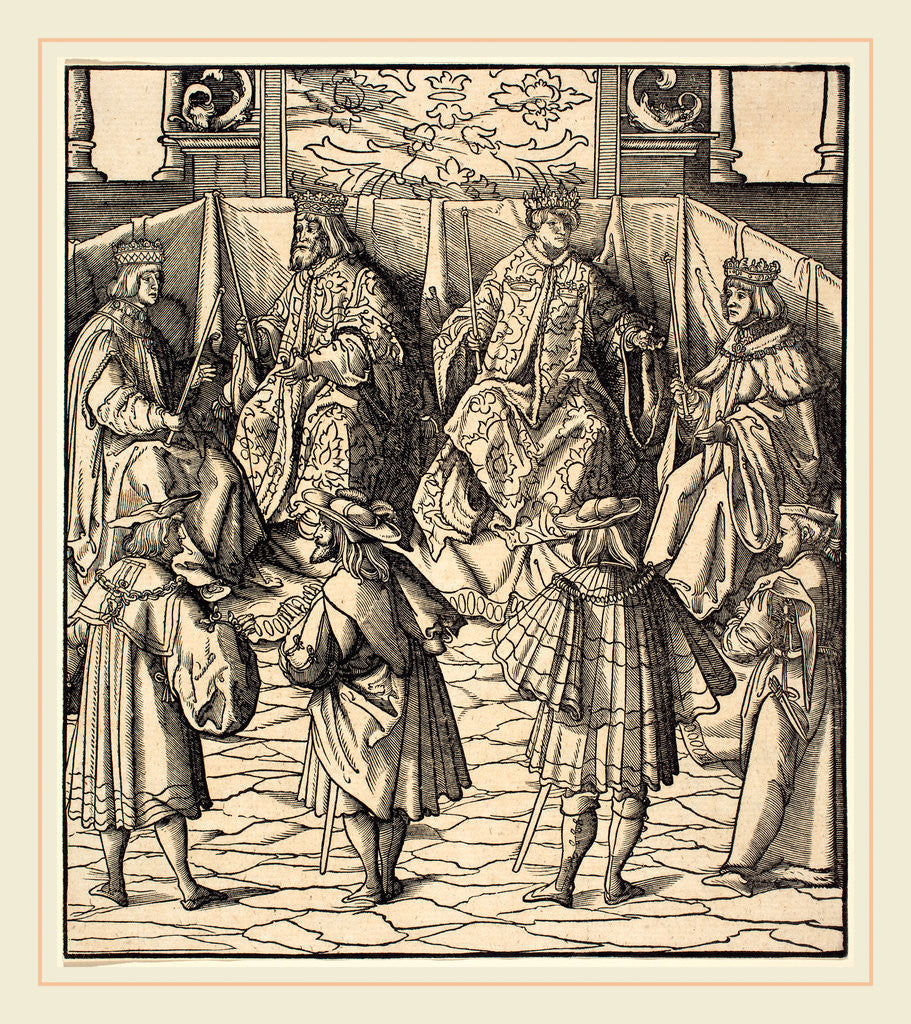 Detail of Assembly of Four Kings, in the foreground Four Men by Leonhard Beck