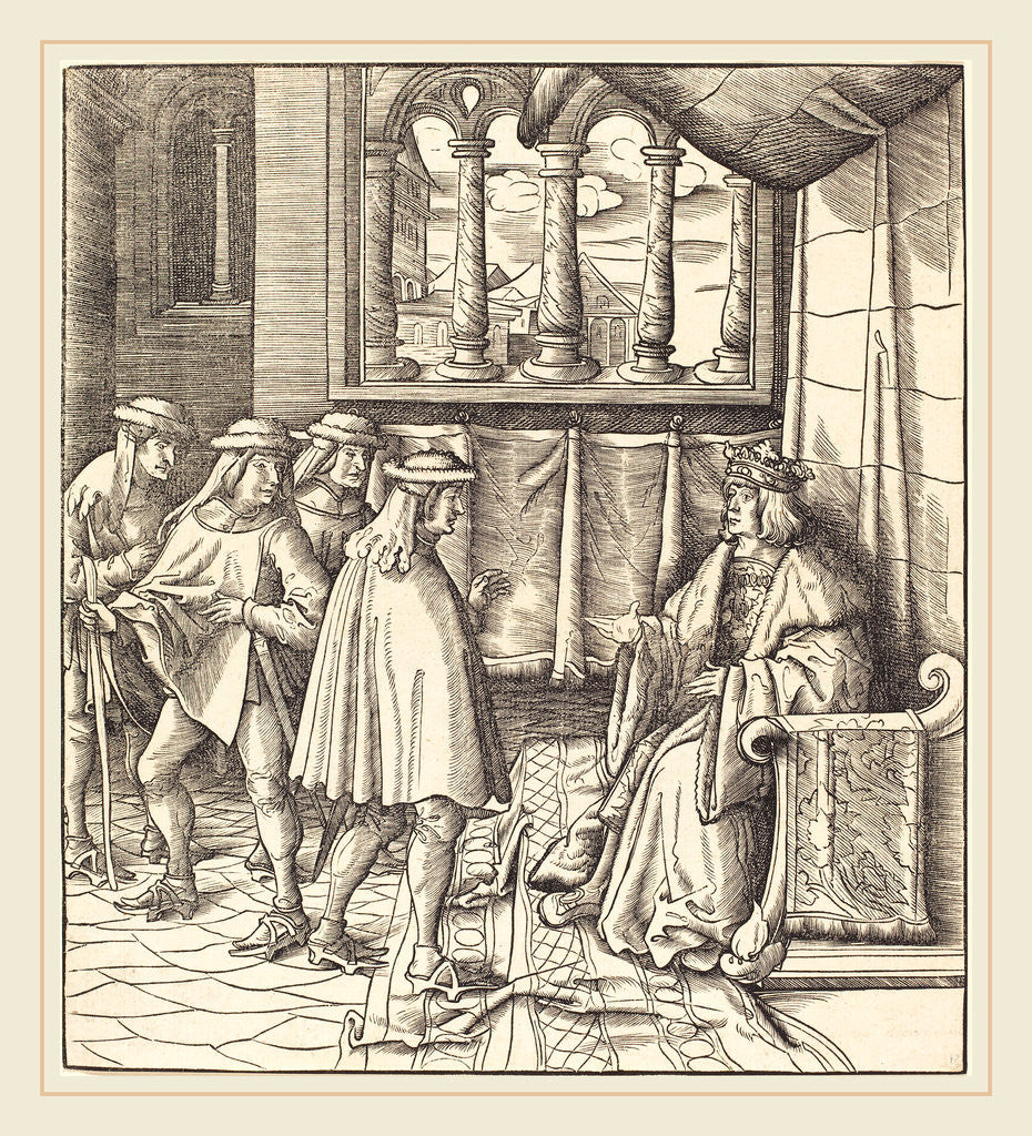 Detail of A King on a Throne, before him Four Men by Leonhard Beck