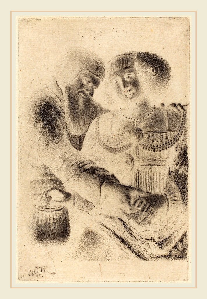 Detail of Man and Woman Embracing, stipple by Master NW