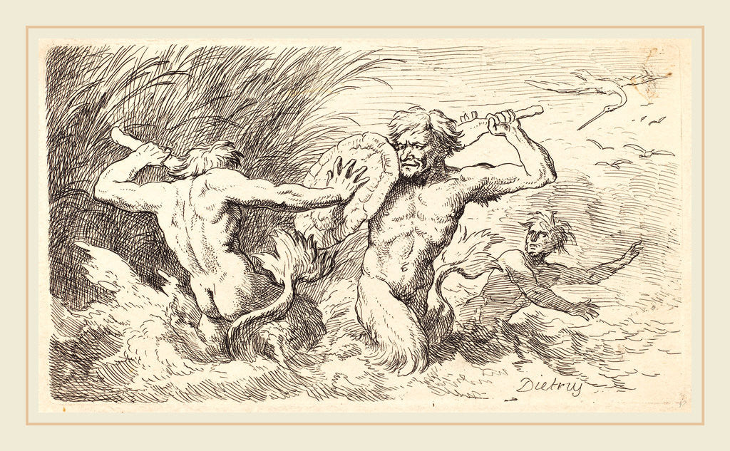 Detail of Battling Tritons, 1763 by Christian Wilhelm Ernst Dietrich