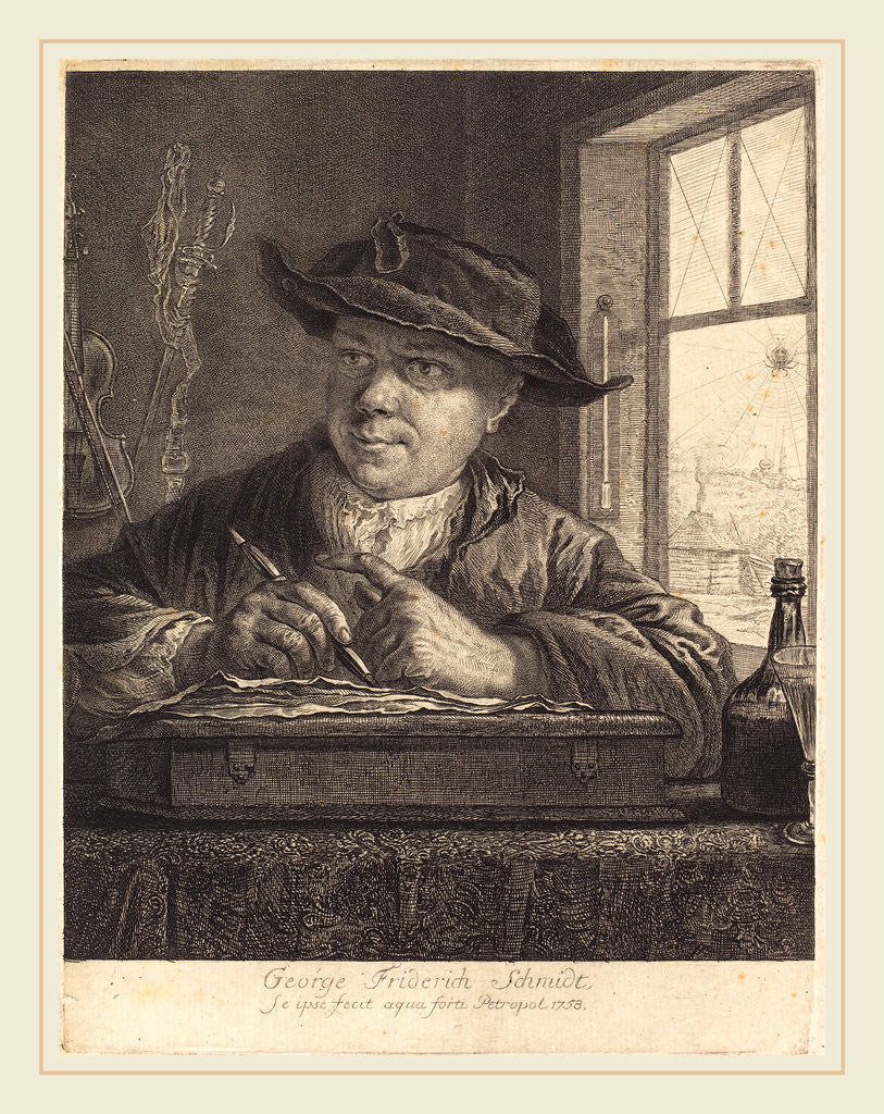 Detail of Self-Portrait with a Spider in the Window, 1758 by Georg Friedrich Schmidt