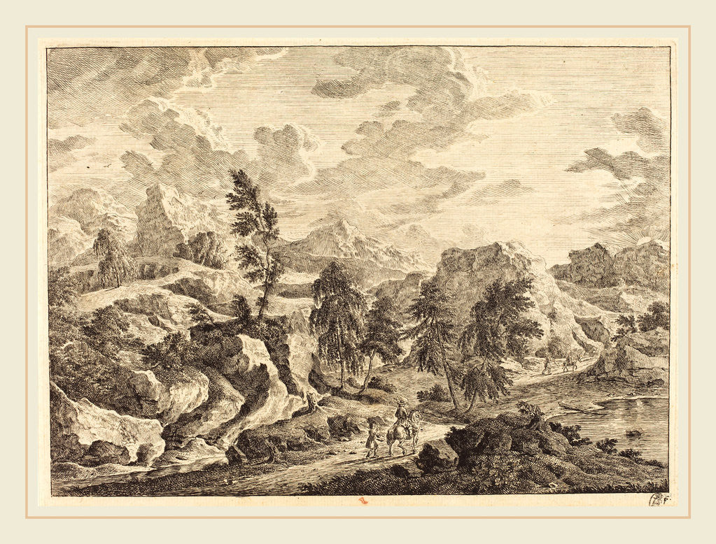 Detail of Landscape with the Rising Sun and a Rider with Attendant by Georg Eisenmann