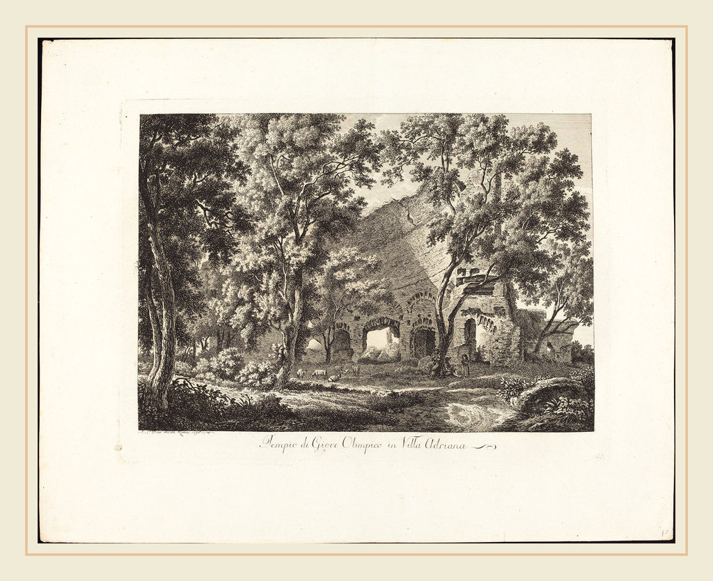 Detail of Tempio di Giove Olimpico in Villa Adriana, 1795 by Albert Christoph Dies