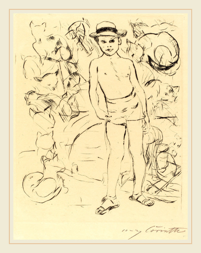 Detail of Boy Wearing Bathing-Trunks and Straw Hat by Lovis Corinth