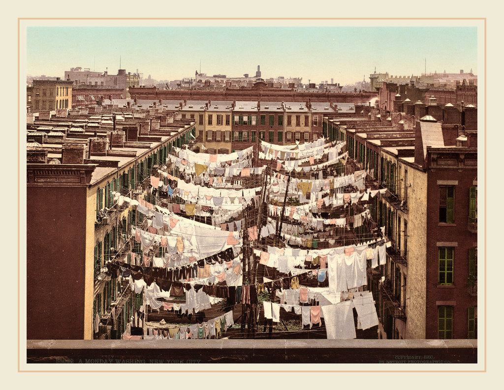 Detail of A Monday Washing, New York City, 1900, photochrom by Anonymous