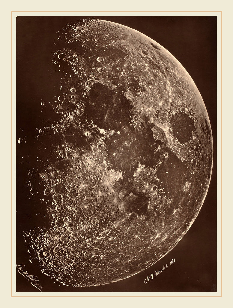 Detail of Photographie de la lune a son 1er Quartier, 1865 by Lewis Rutherford