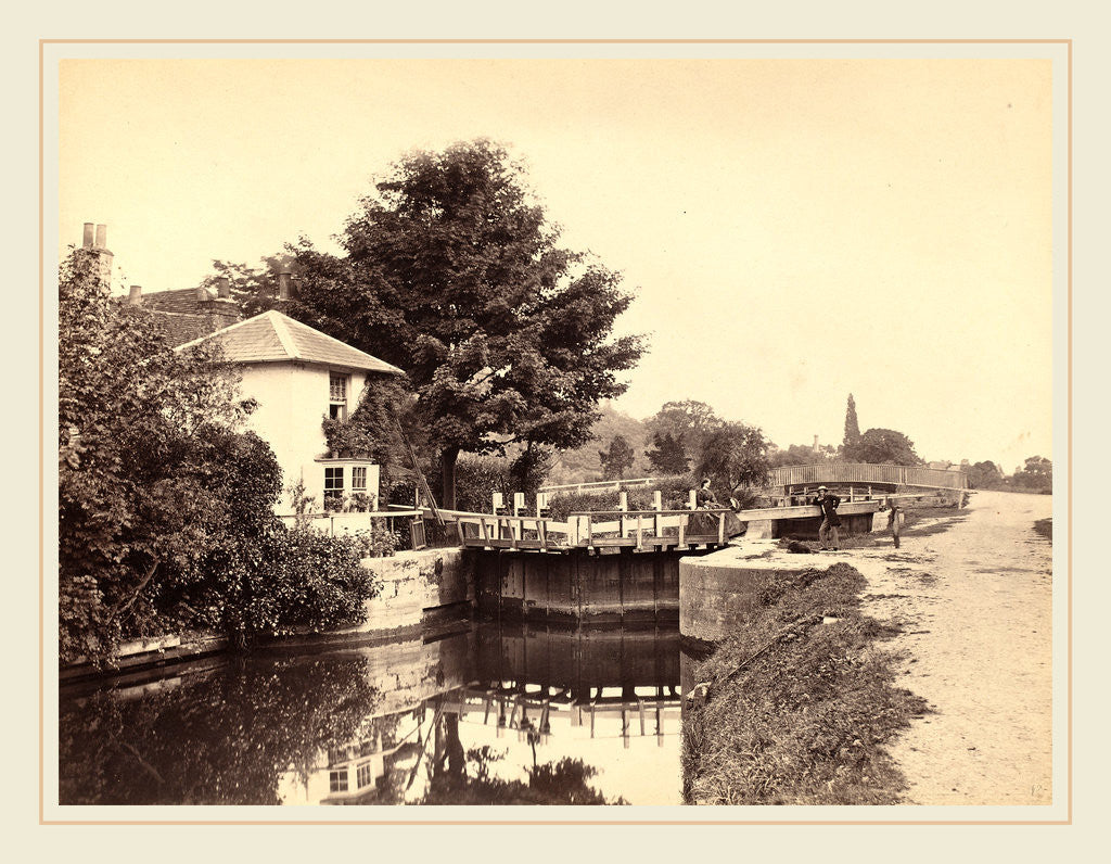 Detail of Lock-Keeper's Cottage and Lock Gates, 1850s by Anonymous