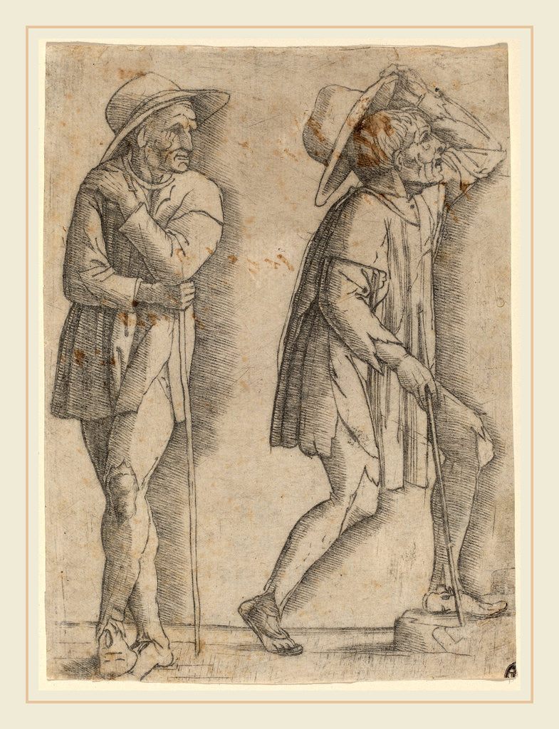 Detail of Two Peasants by Workshop of Andrea Mantegna