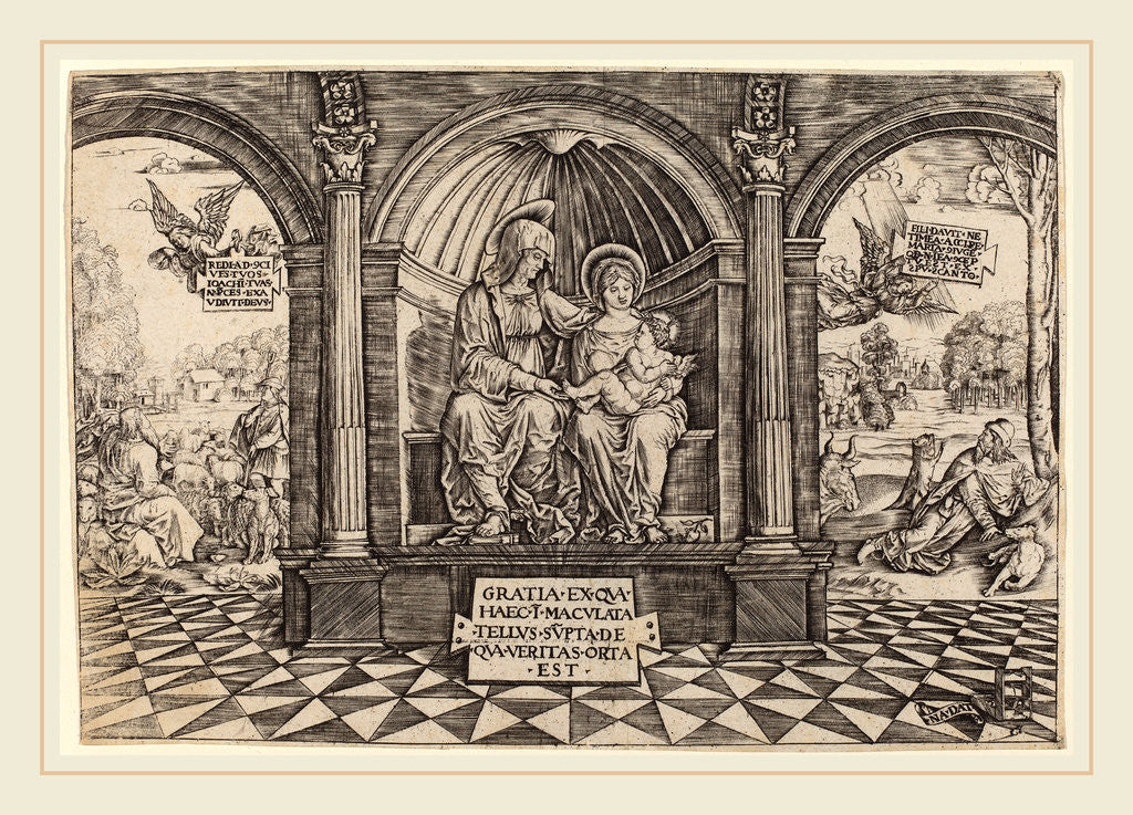 Detail of Virgin and Child Enthroned with Saint Anne by Master NA.DAT with the Mousetrap