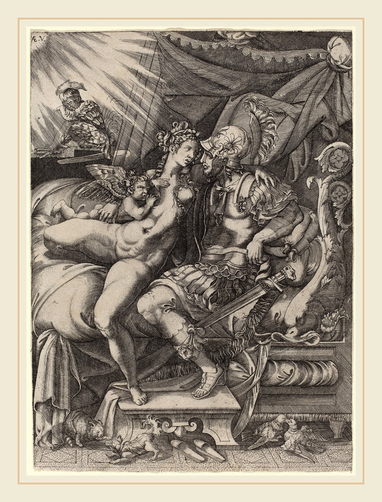 Detail of The Loves of Mars and Venus by Enea Vico